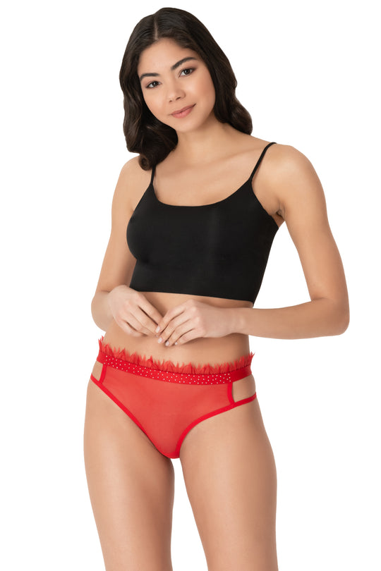 Chilot clasic din plasa fina accesorizat cu strasuri volanase GS1125-3