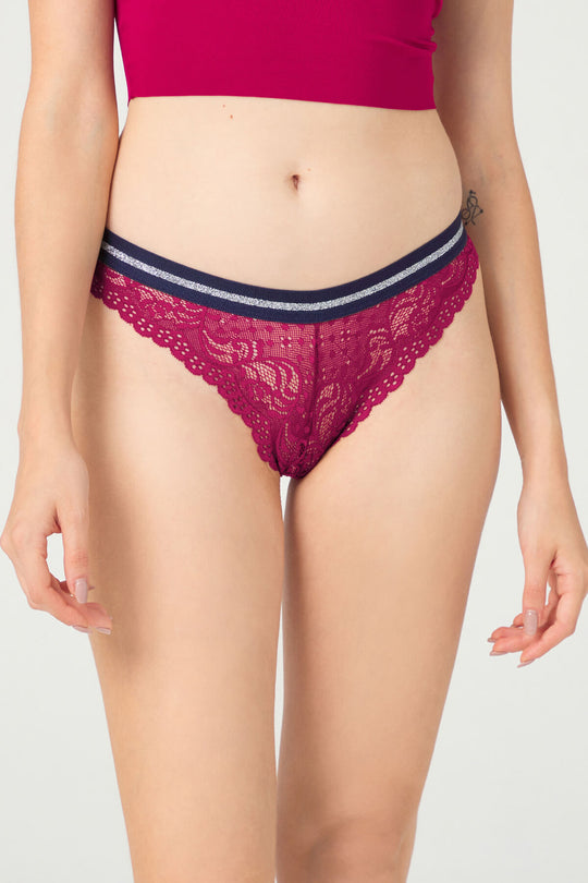 Chilot brazilian din dantela florala si material usor elastic GS1165-814