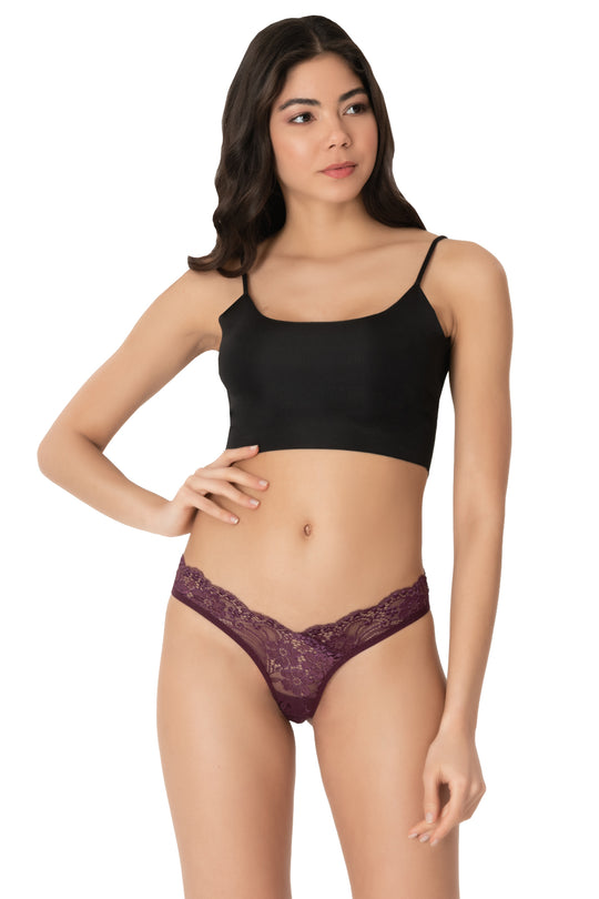 Chilot tanga din dantela si plasa accesorizat cu strasuri la spate GS1173-2113