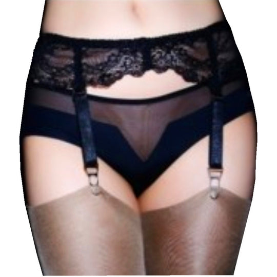 Portjartiera sexy din dantela florala fina cu patru jartiere atasate GS1265-1