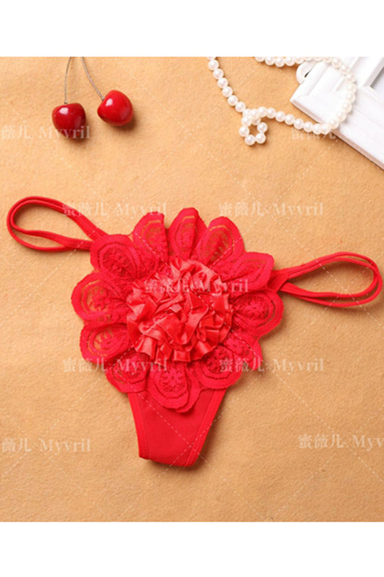 Chilot tanga elegant accesorizat cu trandafir supradimensionat GS528-3