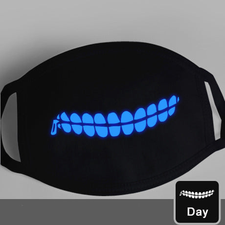Masca protectie cu imprimeu fosforescent dinti cu fermoar IGEN18A-1122