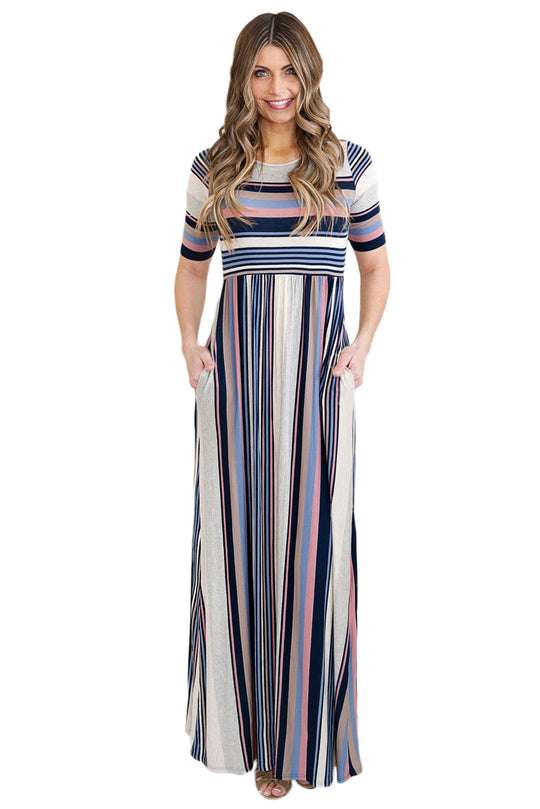 Rochie lunga casual stil maxi model cu dungi J598-244