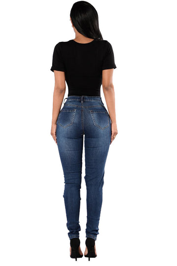 Blugi cu talie inalta si taieturi in fata J648-444