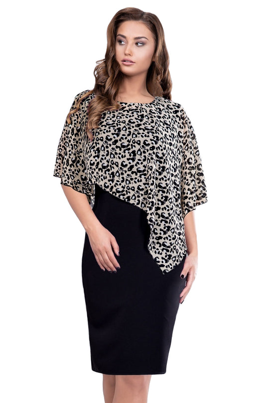 Rochie cu talie inalta si model animal print J689