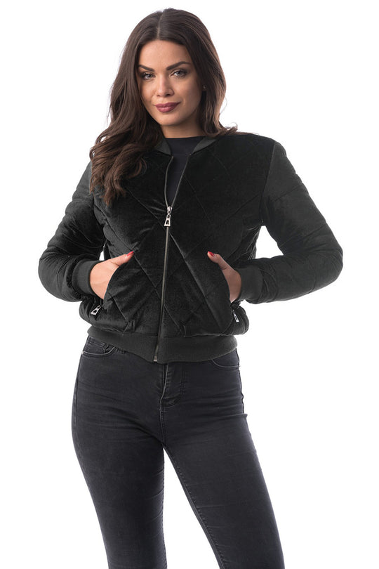 Geaca din catifea scurta cu buzunare laterale J924-1