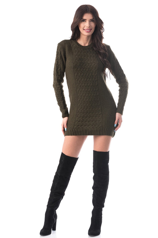 Rochie scurta si tricotata cu maneci lungi J927-14
