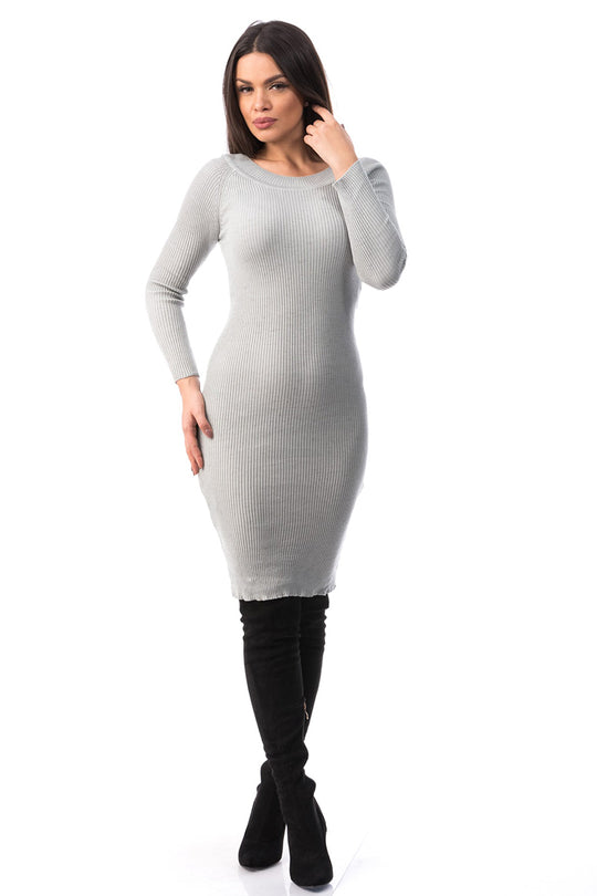 Rochie simpla si mulata pe corp cu maneci lungi J939-18