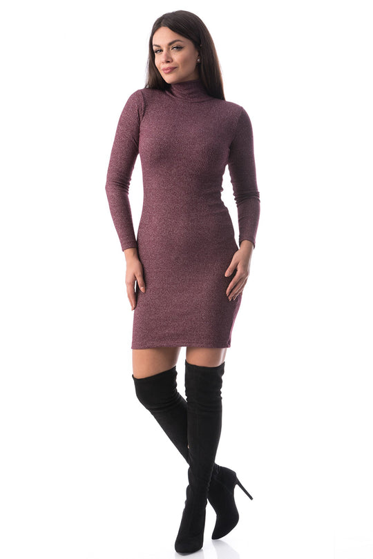 Rochie scurta si mulata cu guler stil helanca J945-11