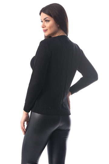 Pulover tricotat cu choker si perle sidefate J954-1