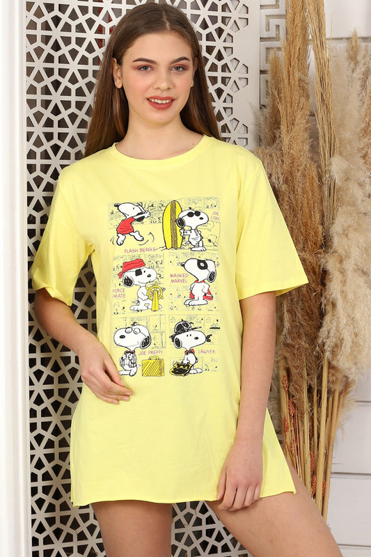 Tricou lung cu imprimeu SNOOPY si crapaturi laterale K809-9