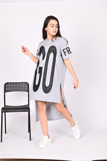 Tricou lung tip rochie cu imprimeu GO"" K817-18