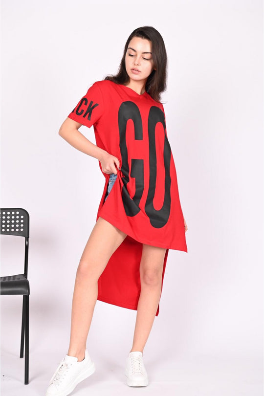 Tricou lung tip rochie cu imprimeu GO"" K817-3