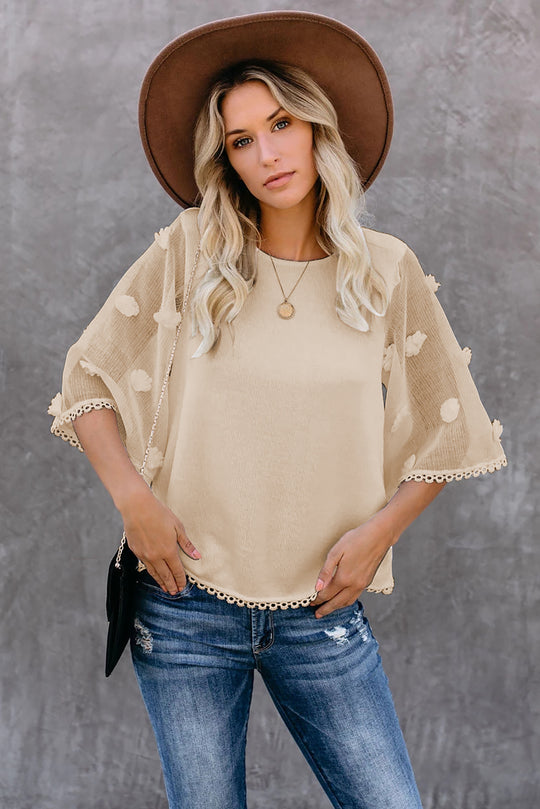 Bluza casual din material lejer cu maneci scurte largi K819-15