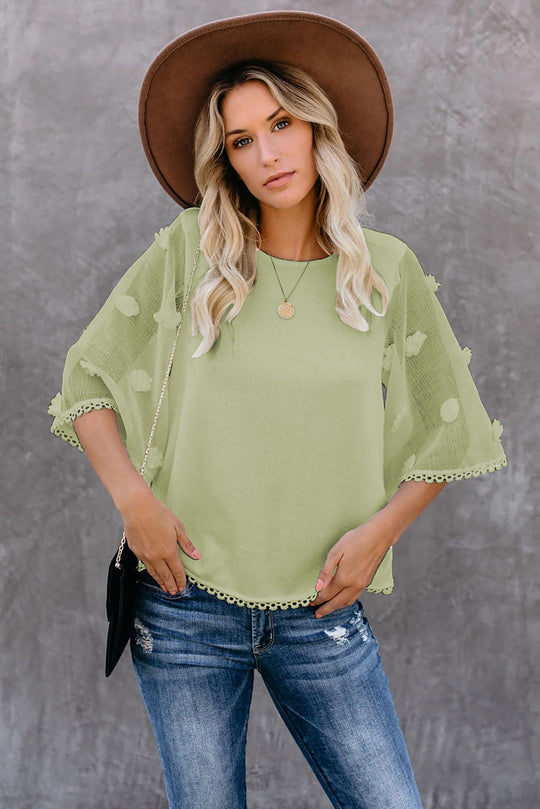 Bluza casual din material lejer cu maneci scurte largi K819-826