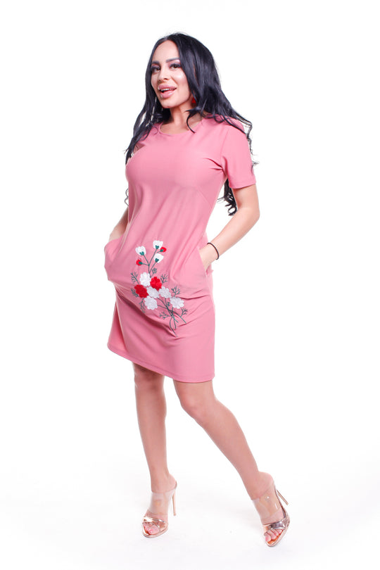 Rochie scurta cu broderie florala L425-58