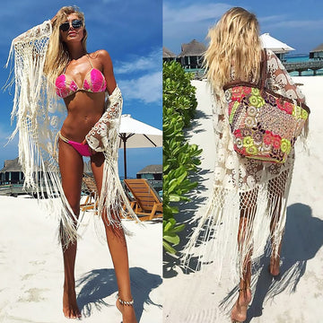 L559-2 Tunica sexy de plaja cu franjuri