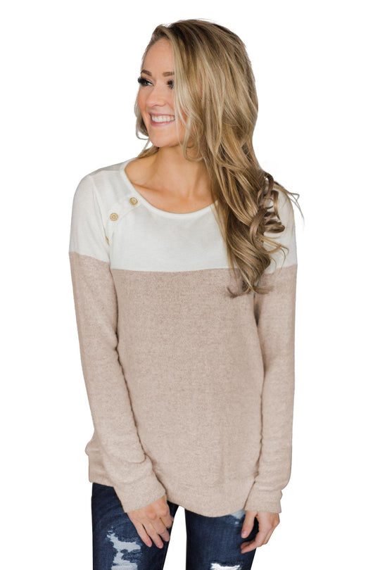 Bluza cu maneca lunga si decolteu rotund L571-1522