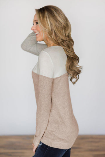 Bluza cu maneca lunga si decolteu rotund L571-1522