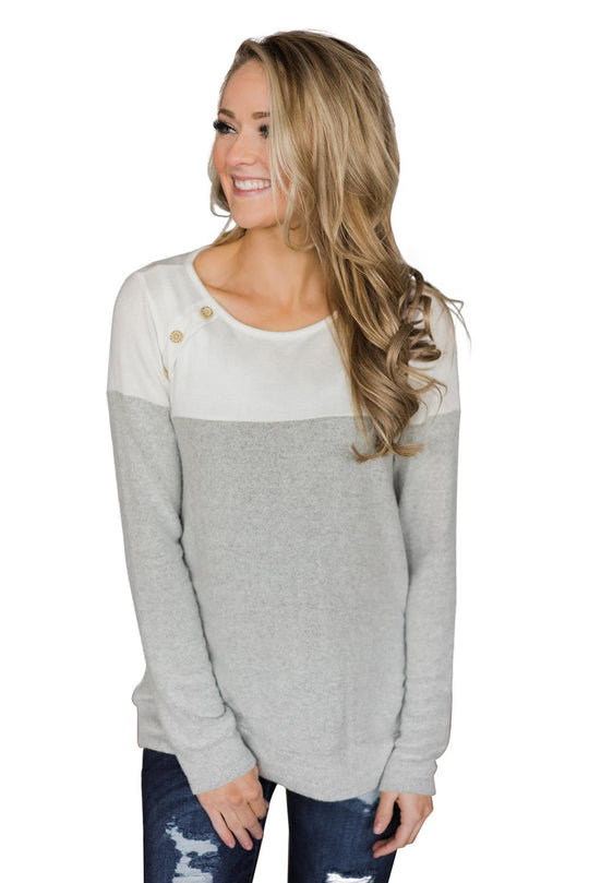 Bluza cu maneca lunga si decolteu rotund L571-1822