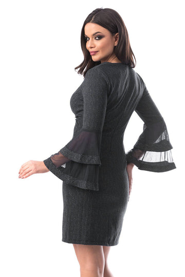 Rochie scurta de cocktail cu insertii argintii L585-1