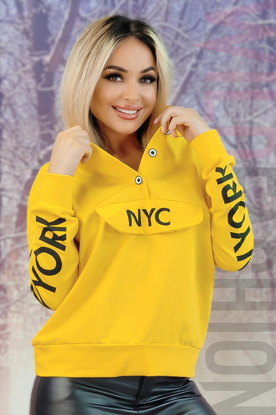 Bluza tip hanorac cu nasturi la decolteu L671RR-9