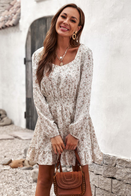 Rochie midi casual cu elastic in talie si print floral L809-221