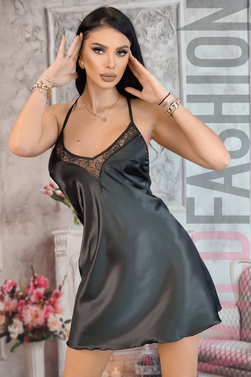 Desu clasic din material satinat si dantela L825-1