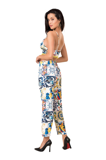 Set 2 piese lenjerie tip pijama din top tip sutien si pantaloni lungi L830-100