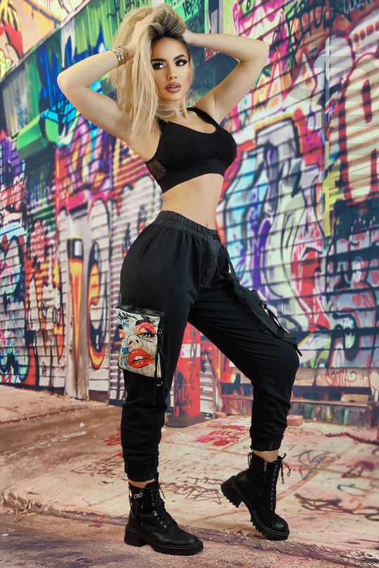 Pantaloni largi tip vagabond cu buzunare mari L842RR-1