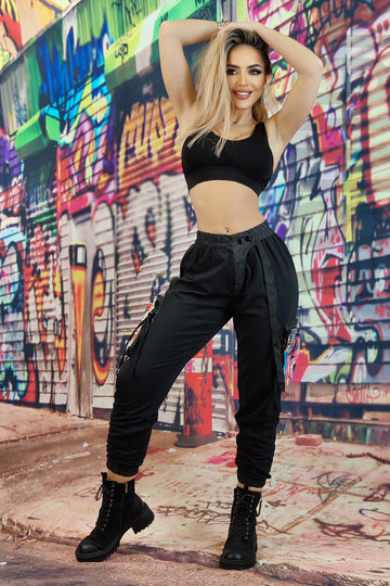 Pantaloni largi tip vagabond cu buzunare mari L842RR-1