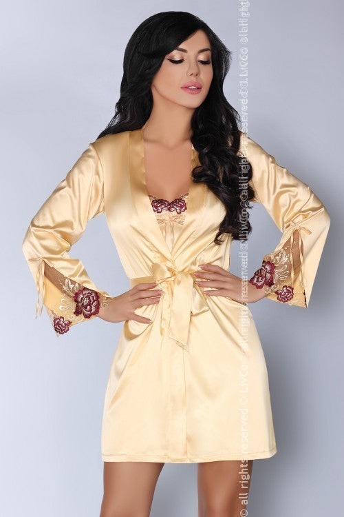 Set 2 piese lenjerie de noapte din material satinat cu broderie LIV144B-15