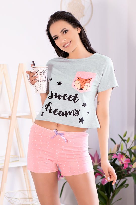 Pijama din bumbac cu imprimeu Sweet Dreams LIV208-54