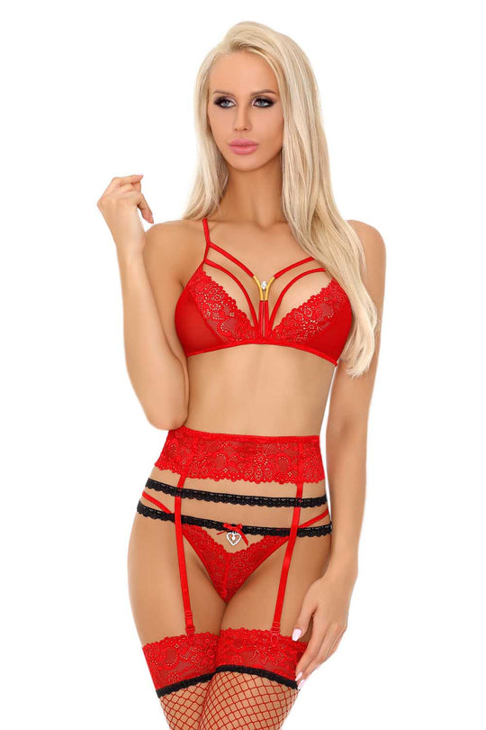 Set 3 piese lenjerie sexi din plasa si dantela fina - Livia Corsetti LIV24-3