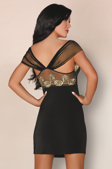 Lenjerie tip rochita cu broderie la decolteu si chilot inclus LIV78-177