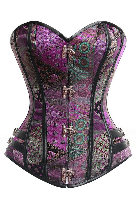 Corset sexy cu print colorat accesorizat inchideri metalice M187