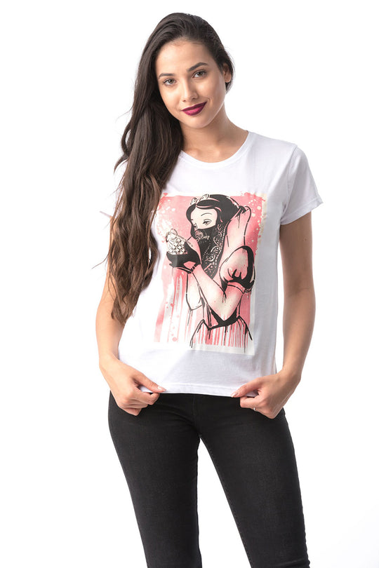 Tricou cu maneca scurta si imprimeu Alba ca Zapada M367-2