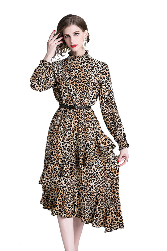 Rochia asimetrica cu imprimeu leopard M689-99