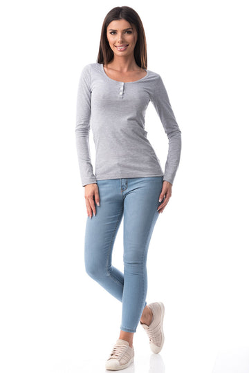 Bluza cu decolteu rotund si maneci lungi M749-182