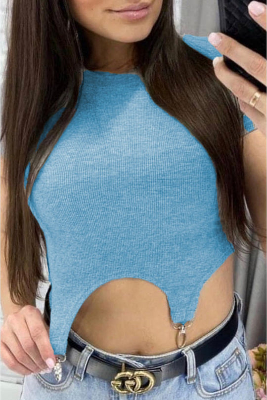 Tricou sport-casual din material reiat M766-4