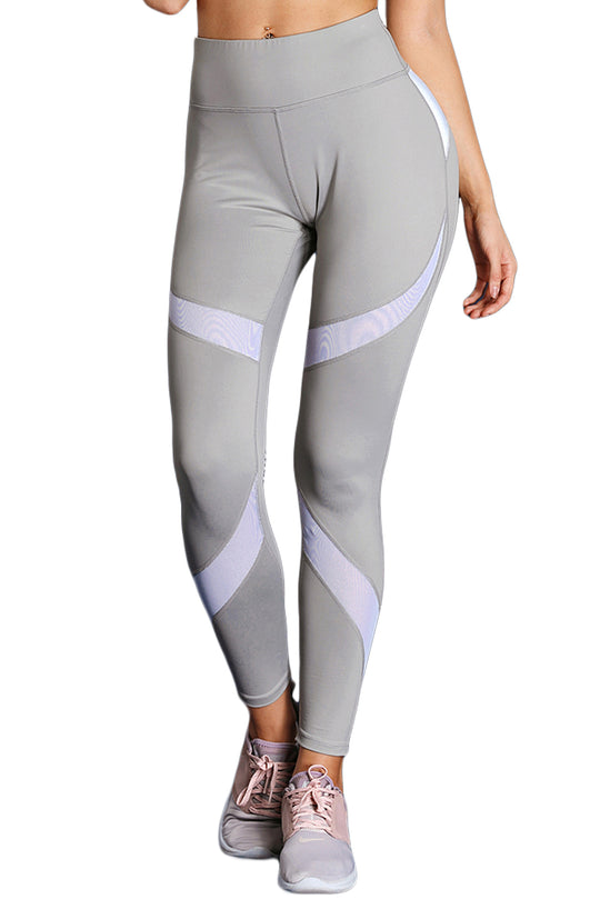 Colanti gri cu talie inalta si detalii albe N51A-1822