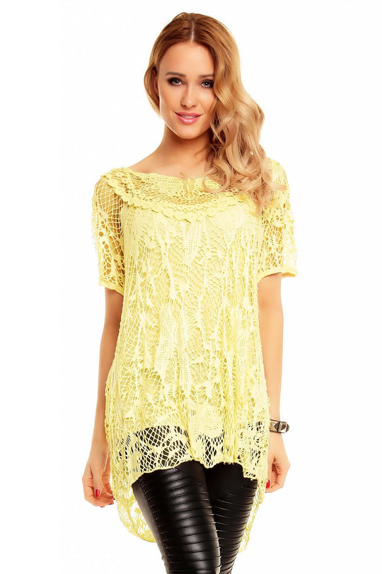 Bluza eleganta tricotata cu decolteu rotund si maneci scurte N568-9