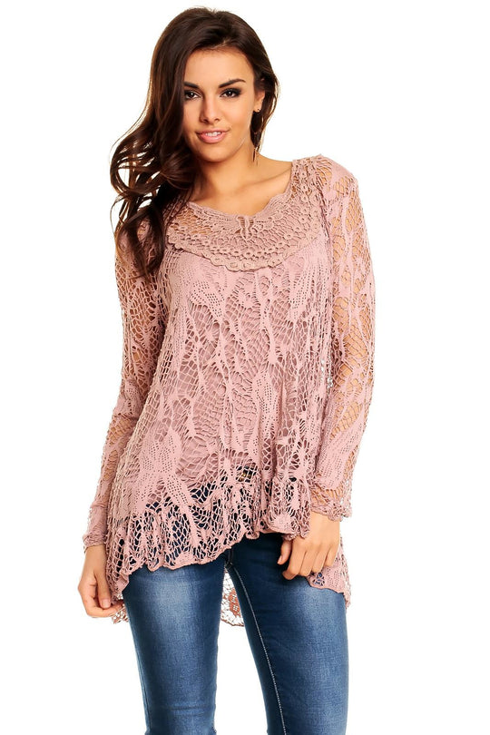 Bluza eleganta tricotata cu decolteu rotund N570-5112