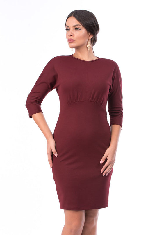 Rochie scurta din jerseu mulata pe corp si maneci trei sferturi N602-2113