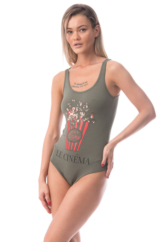 Body casual tip maiou cu imprimeu si text inscriptionat in fata N621-1218