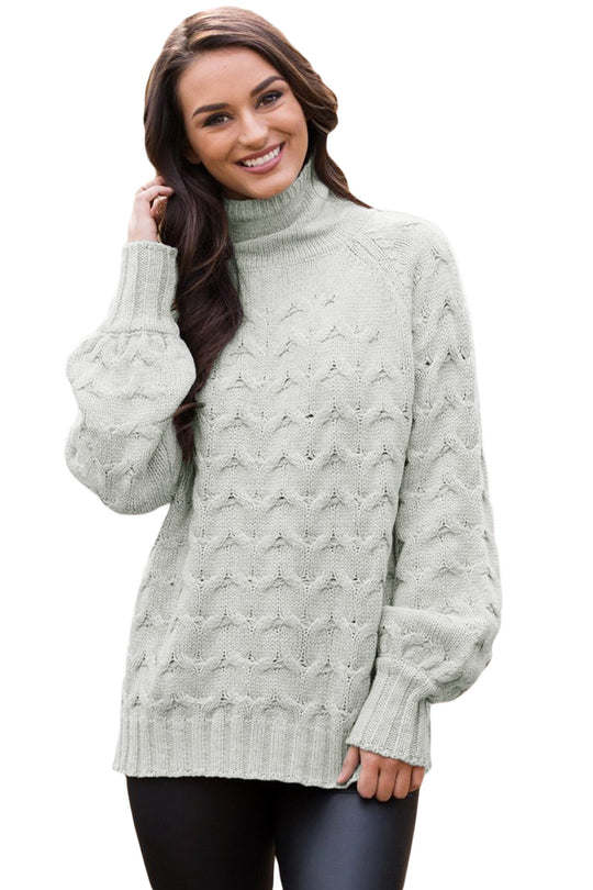 Pulover lung cu guler inalt si mansete N632-18