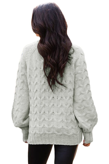 Pulover lung cu guler inalt si mansete N632-18