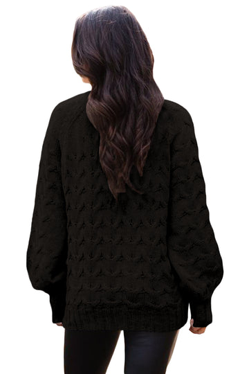 Pulover lung cu guler inalt si mansete N632-1