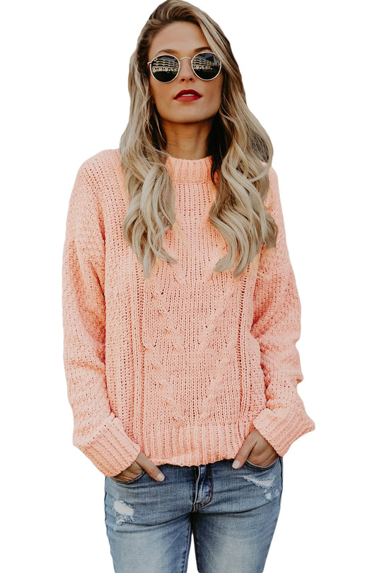 Pulover casual cu model in tesatura si maneci lungi N637-5