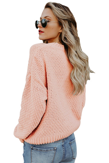 Pulover casual cu model in tesatura si maneci lungi N637-5